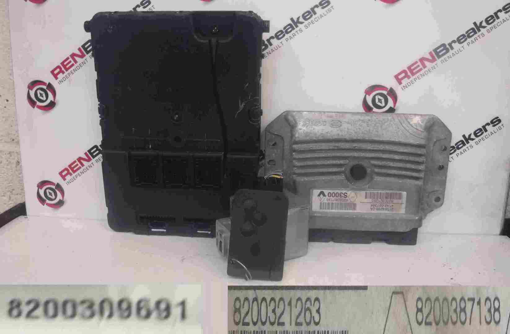 Renault Scenic 2003-2009 2.0 16v ECU SET UCH BCM Steering Lock + 2 Key Cards