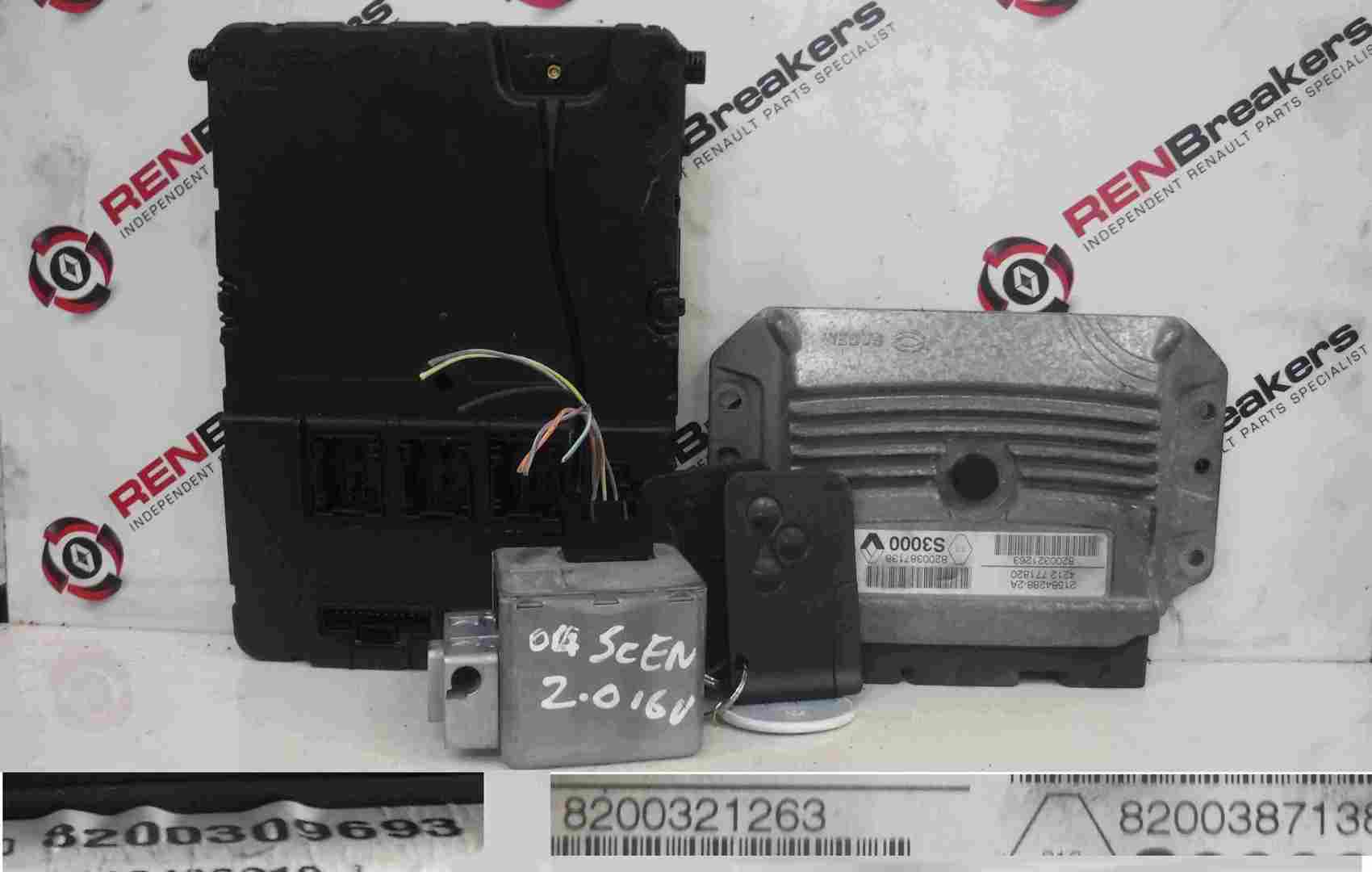 Renault Scenic 2003-2009 2.0 16v ECU SET UCH BCM Steering Lock + Key Card