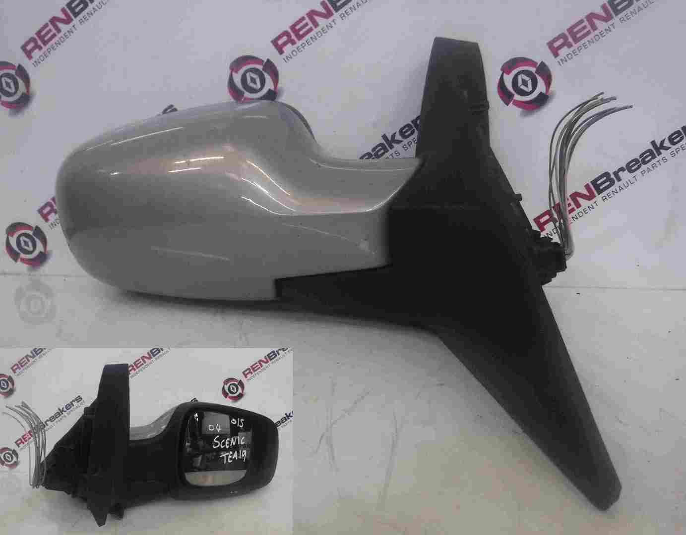 Renault Scenic 2003-2009 Drivers OS Wing Mirror Silver TEA19