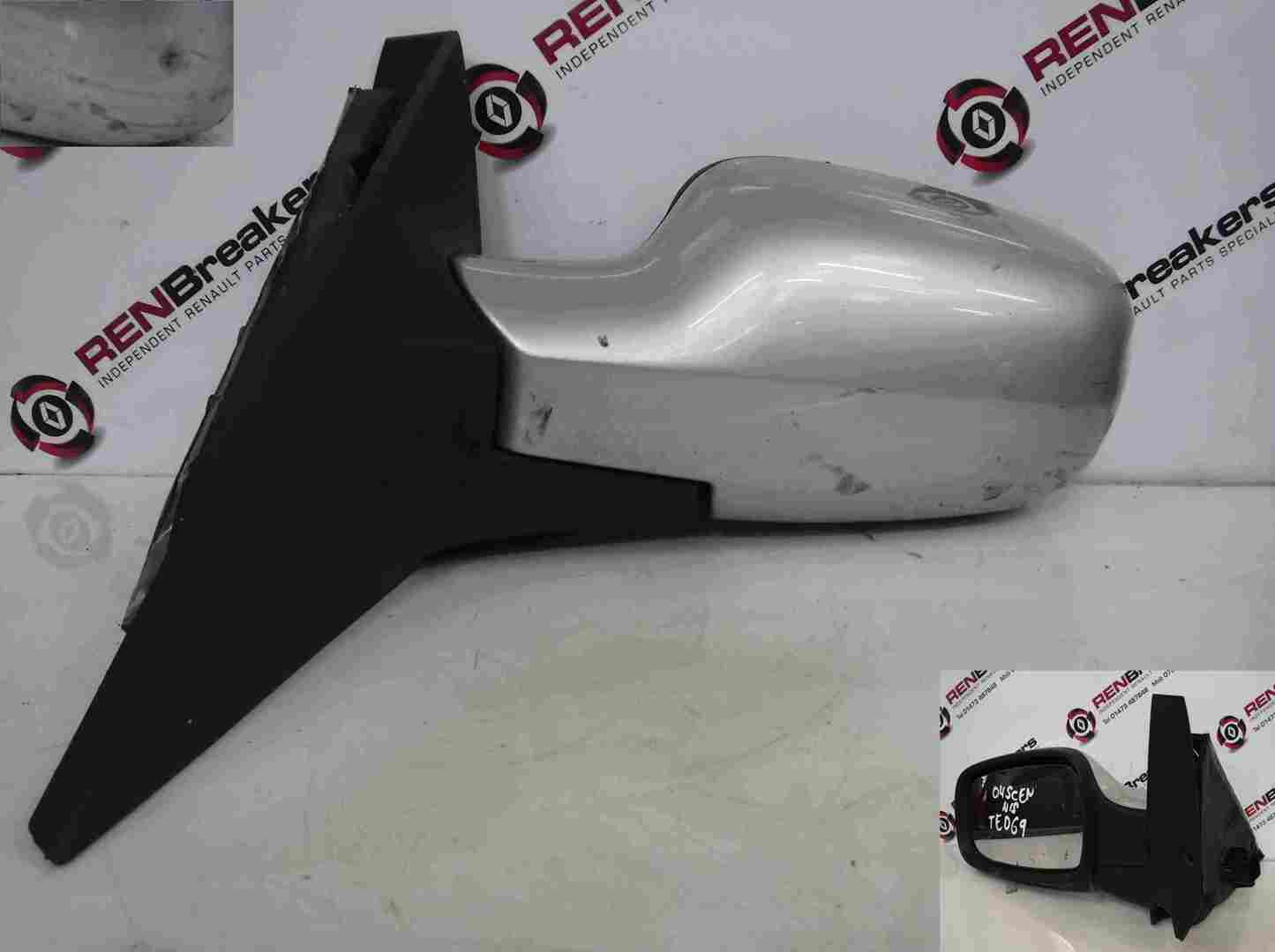 Renault Scenic 2003-2009 Passenger NS Wing Mirror Silver TED69
