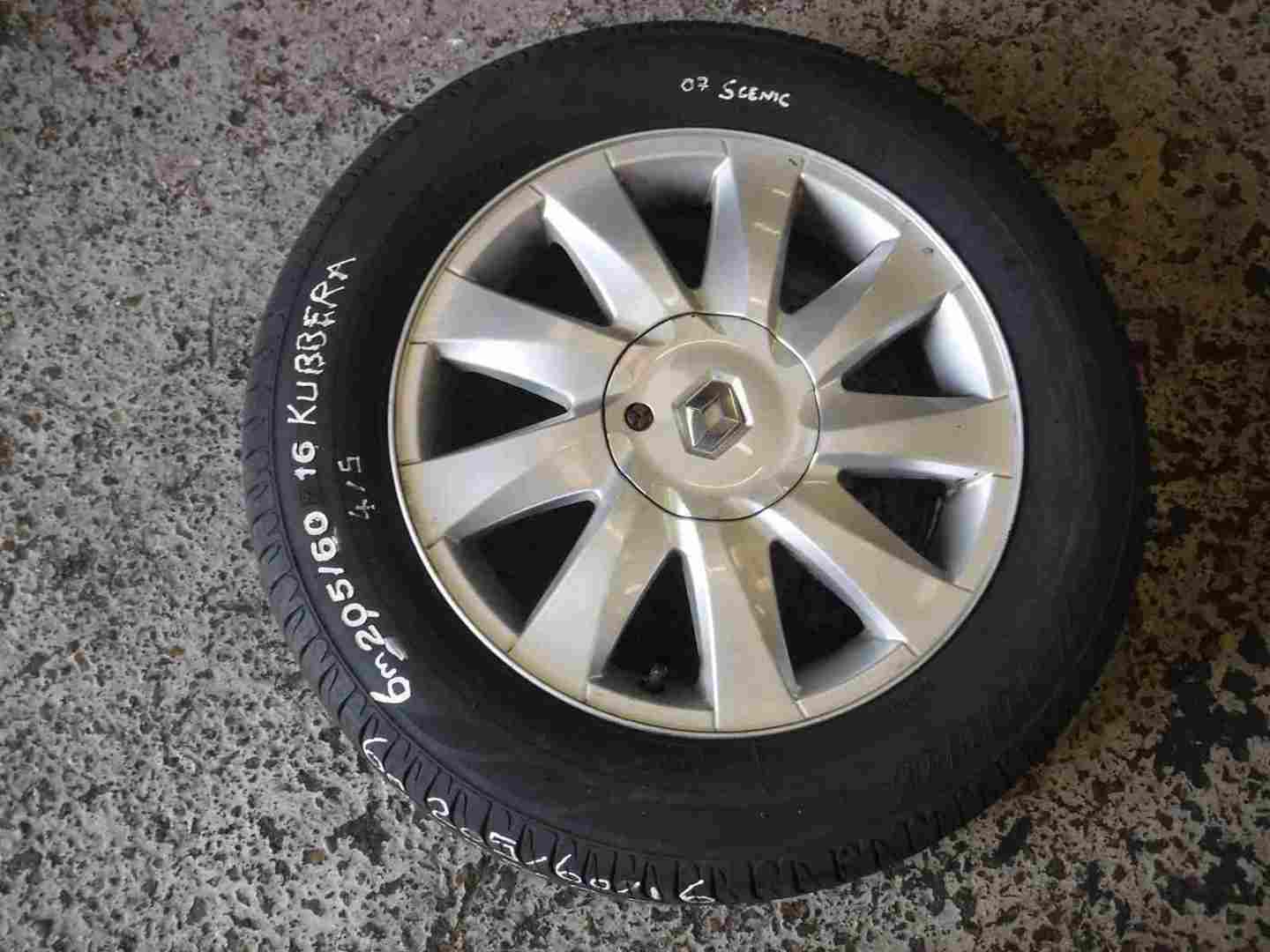 Renault Scenic 2006-2009 Kubera Alloy Wheel + Tyre 205 60 16 5mm Tread 5 STUD