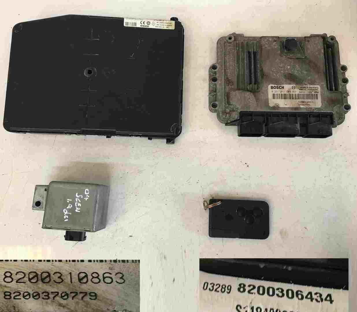 Renault Scenic MK2 2003-2009 1.9 DCi ECU SET UCH BCM Steering Lock + Key Card