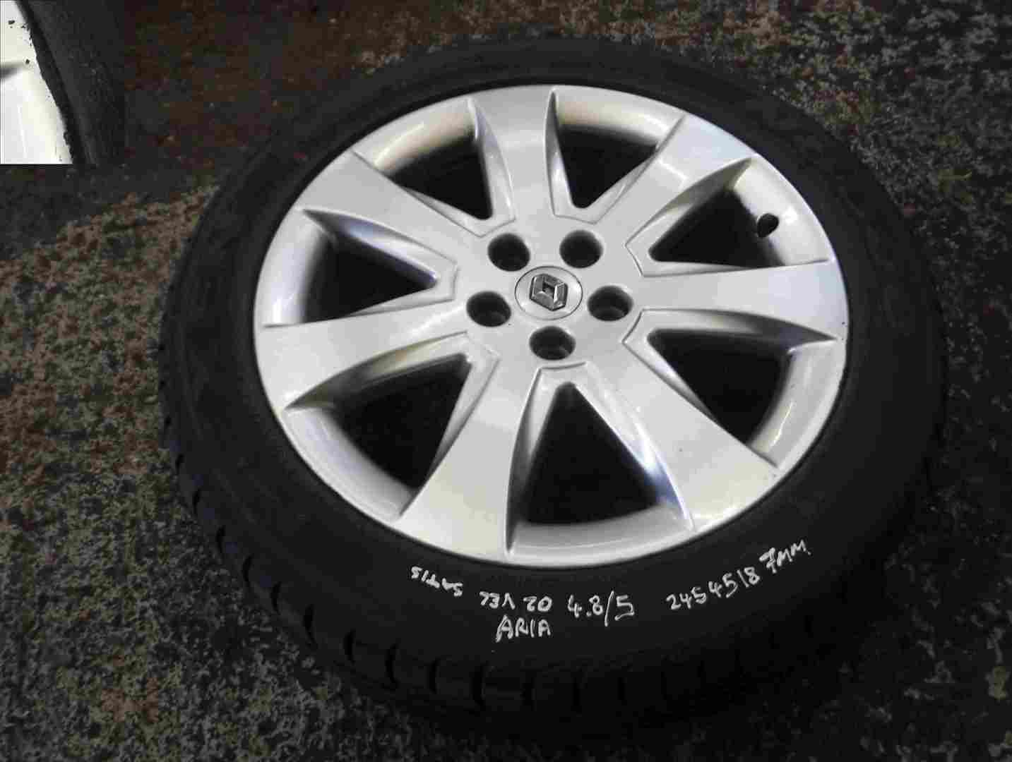 Renault Vel Satis 2002-2005 Aria Alloy Wheel + Tyre 245 45 18 7mm Tread