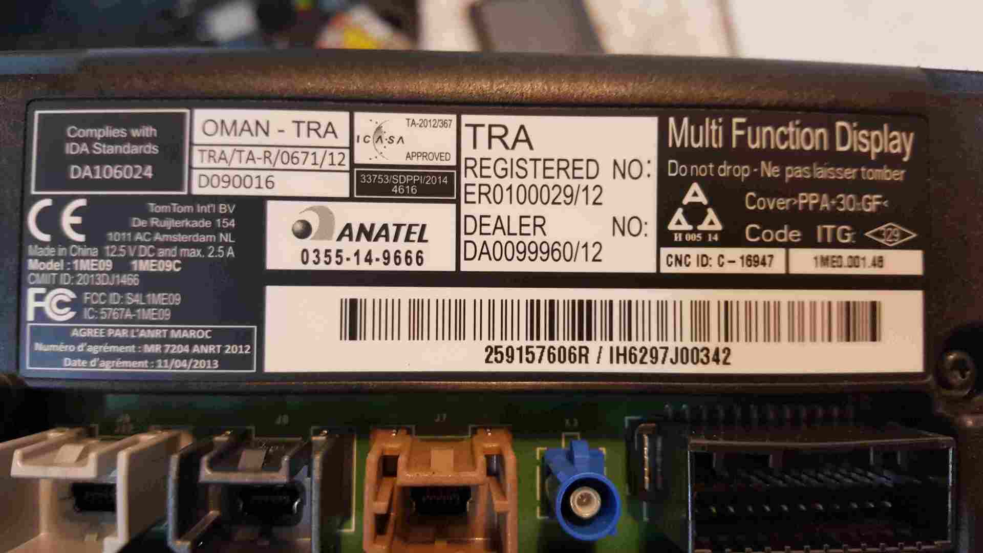 Thumb 3 Renault Zoe 2012-2019 Sat Nav Navigation Screen Unit Display 259157606R