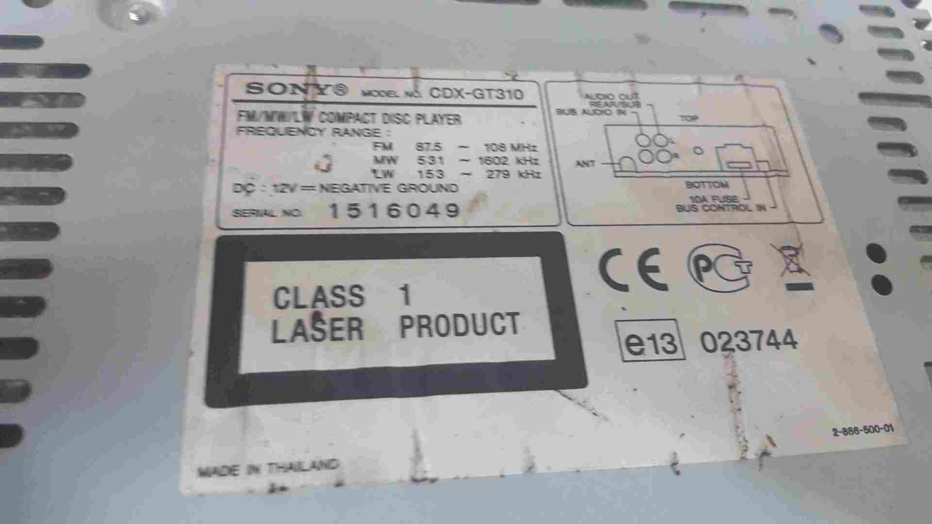 Thumb 2 Sony Radio Cd Player CDXGT310