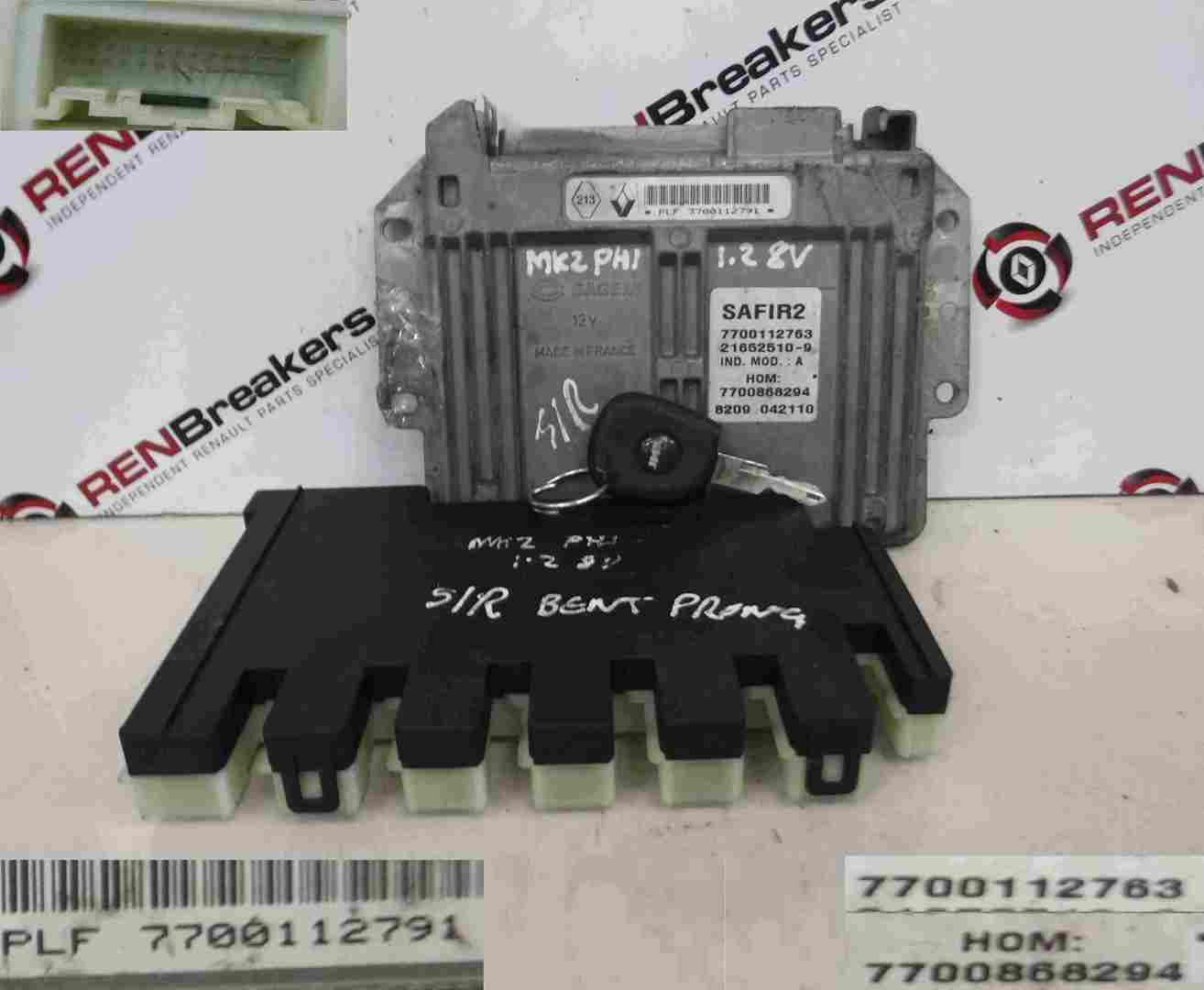 Renault Clio MK2 1998-2001 1.2 8v ECU SET UCH BCM Immobiliser   Key Fob