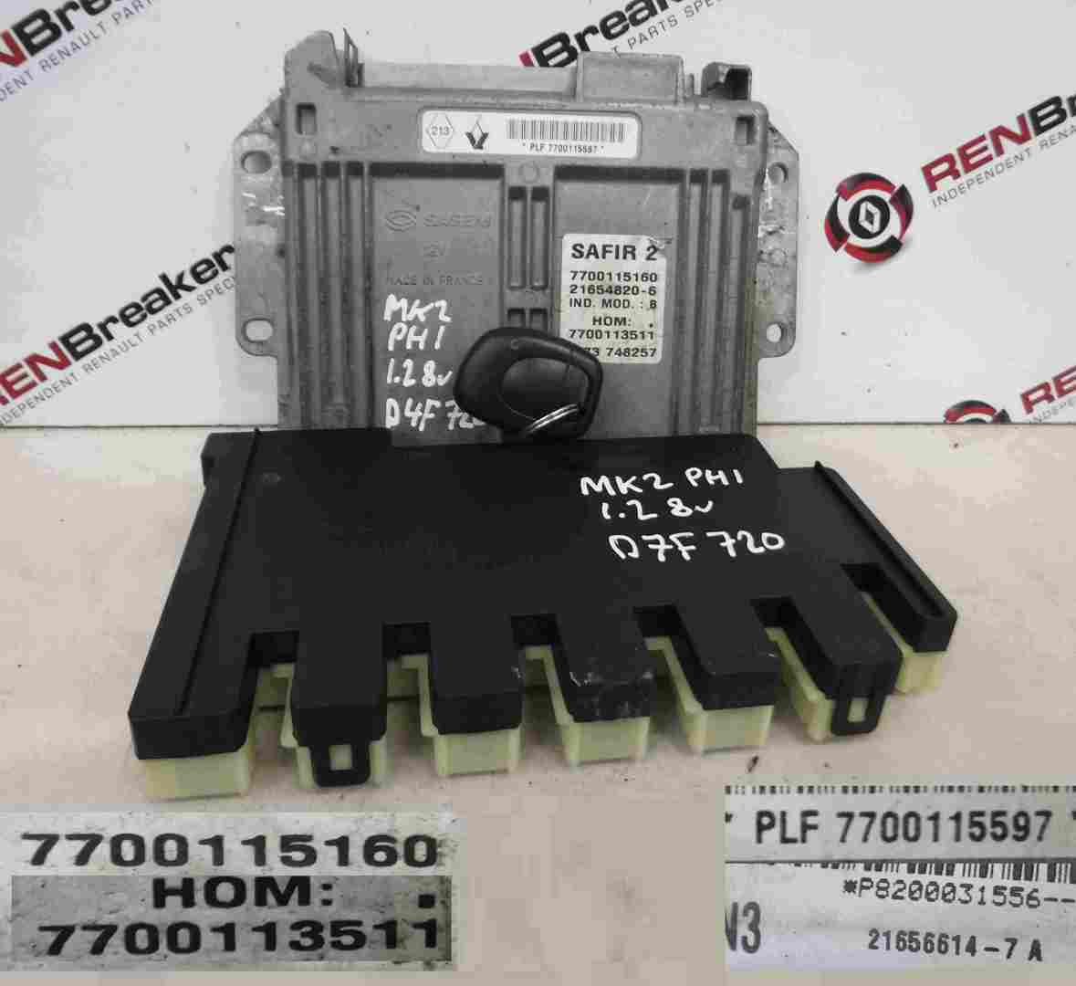 Renault Clio MK2 1998-2001 1.2 8v ECU SET UCH Immobiliser BCM   Key Fob