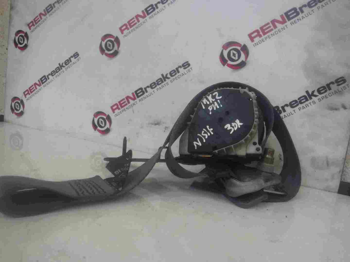 Renault Clio MK2 1998-2006 Passenger NSF Front Seat Belt 3dr Light Grey