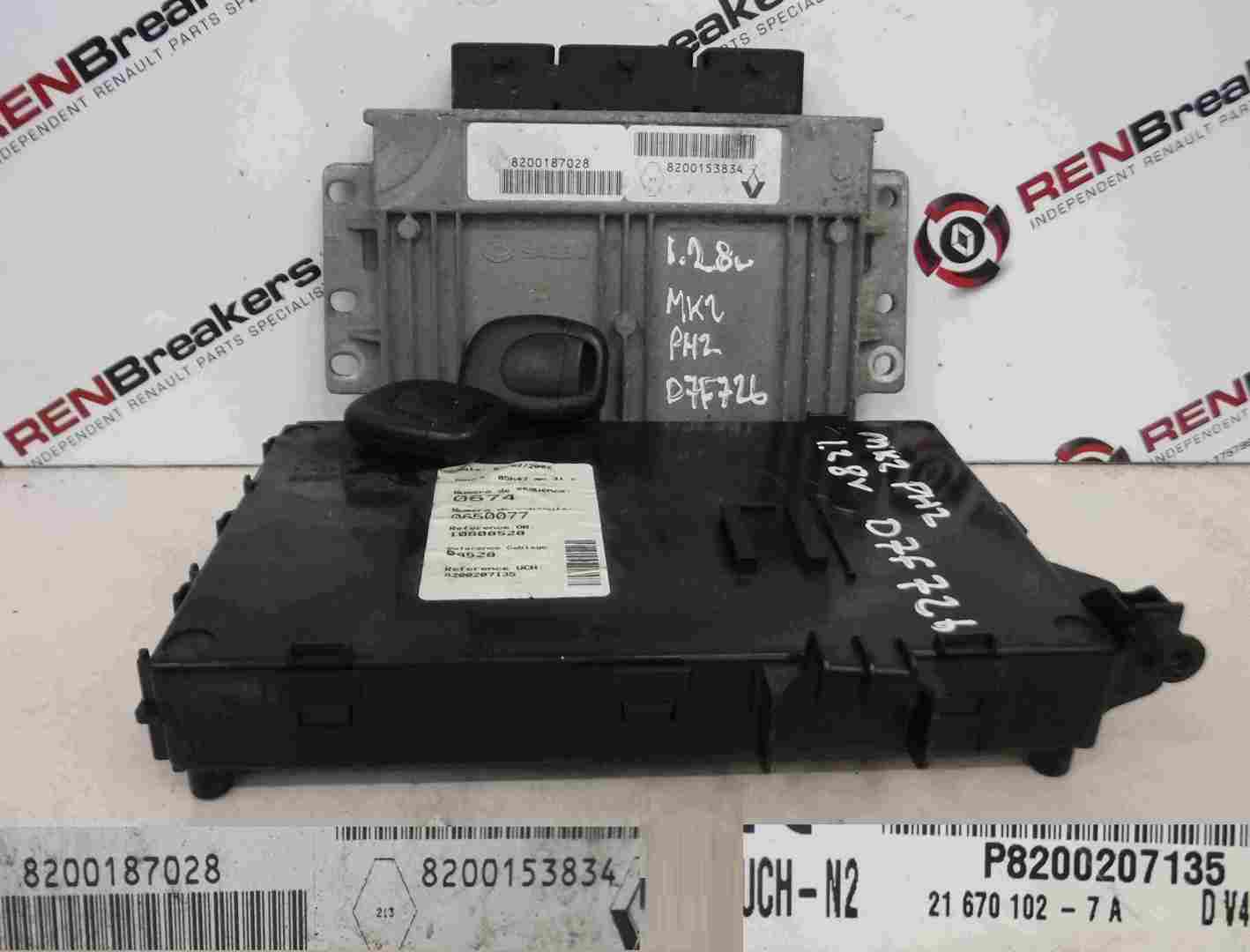 Renault Clio MK2 2001-2006 1.2 8v ECU SET UCH BCM Immobiliser + Key Fob