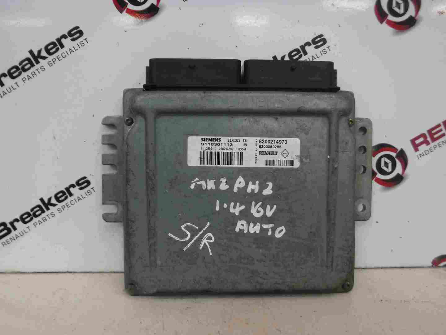 Renault Clio MK2 2001-2006 1.4 16v Engine ECU Engine Control Unit 8200214973