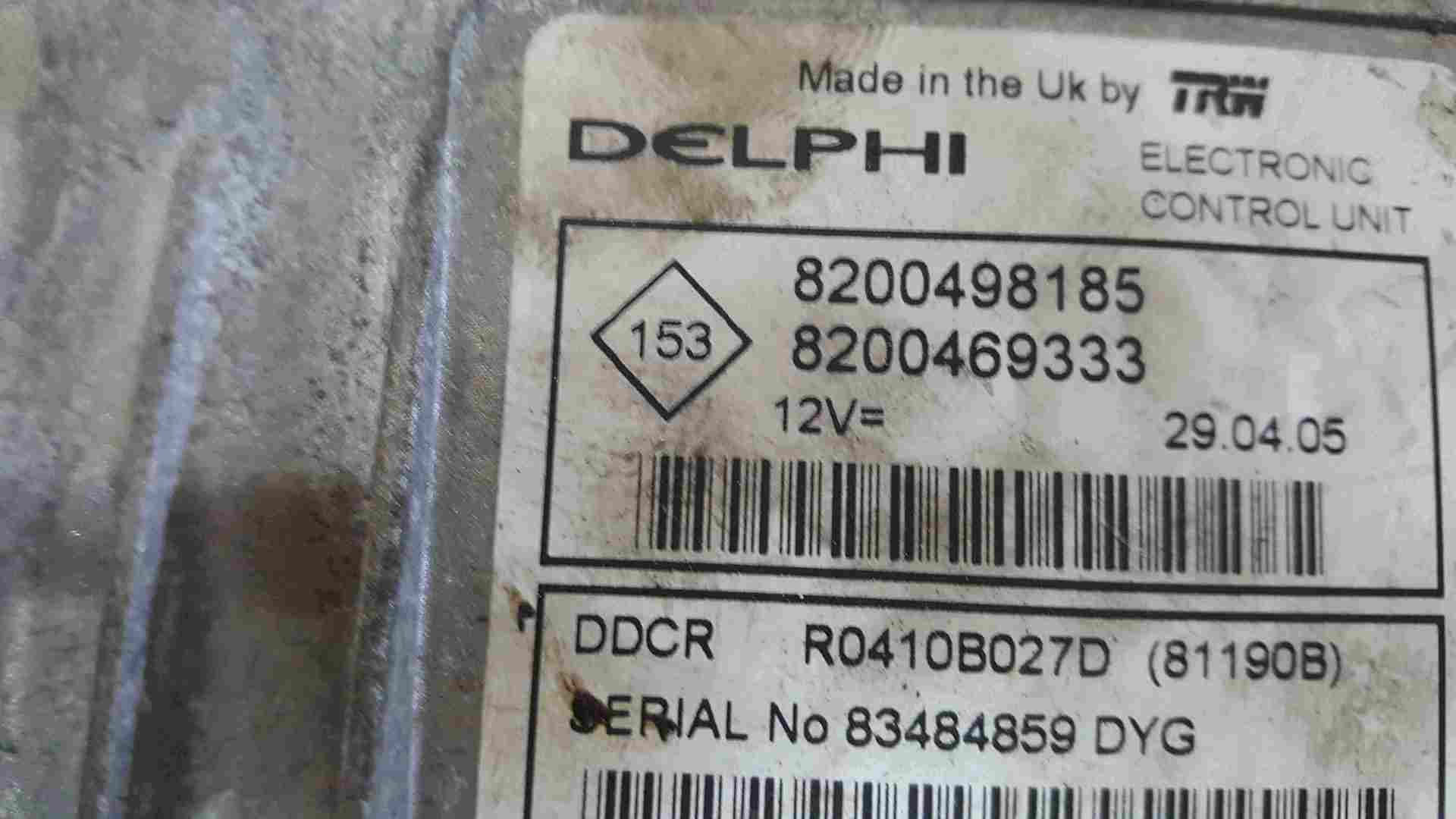 Renault Clio MK2 2001-2006 1.5 DCi Engine Control Unit ECU 8200498185 8200469333