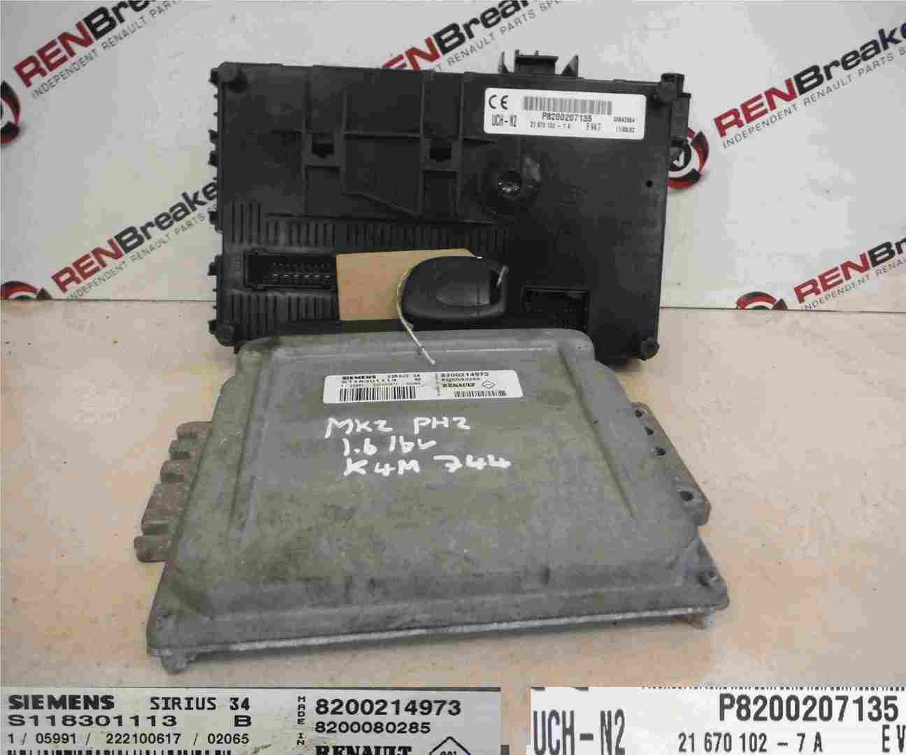 Renault Clio MK2 2001-2006 1.6 16v ECU SET UCH BCM Immobiliser + Key 8200214973