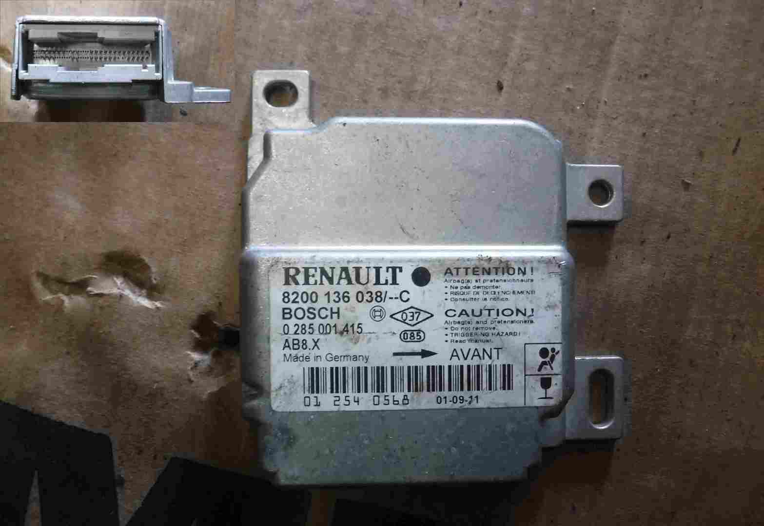 Renault Clio MK2 2001-2006 Airbag ECU Module Computer 8200136038C 8200136038D