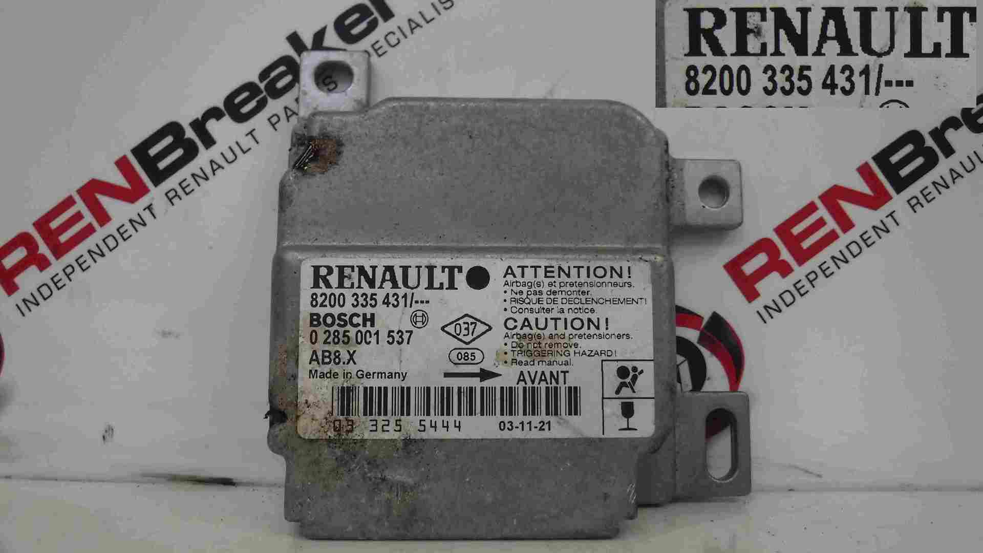 Renault Clio MK2 2001-2006 Airbag ECU Module Computer 8200335431 0285001537