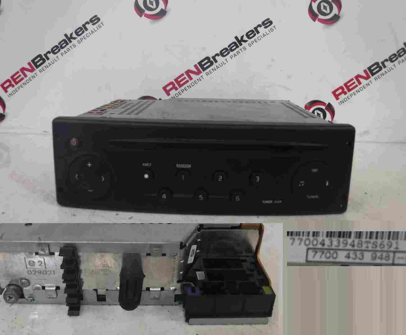 Renault Clio MK2 2001-2006 CD Player Tuner List + Code 7700433948