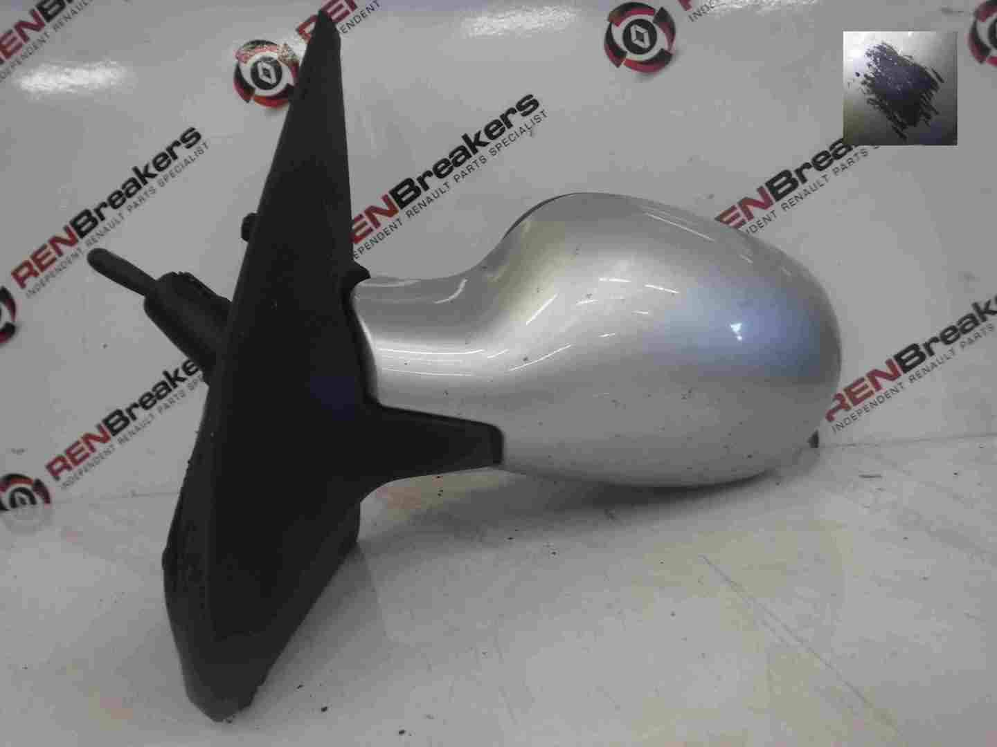 Renault Clio MK2 2001-2006 Passenger NS Wing Mirror Silver TED69 Manual