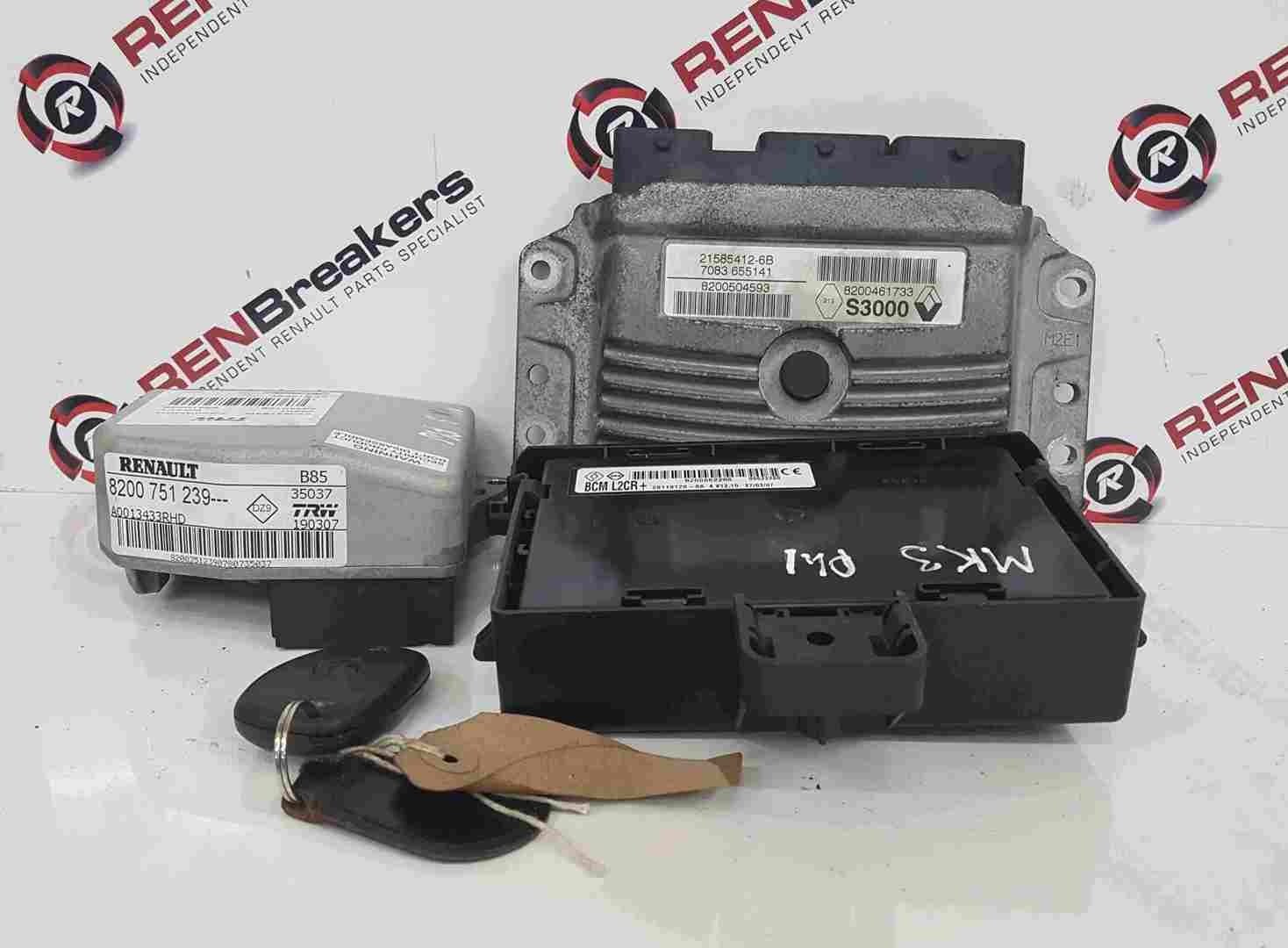 Renault Clio MK3 2005-2009 1.4 16v ECU Set UCH BCM Immobiliser Steering Key Fob