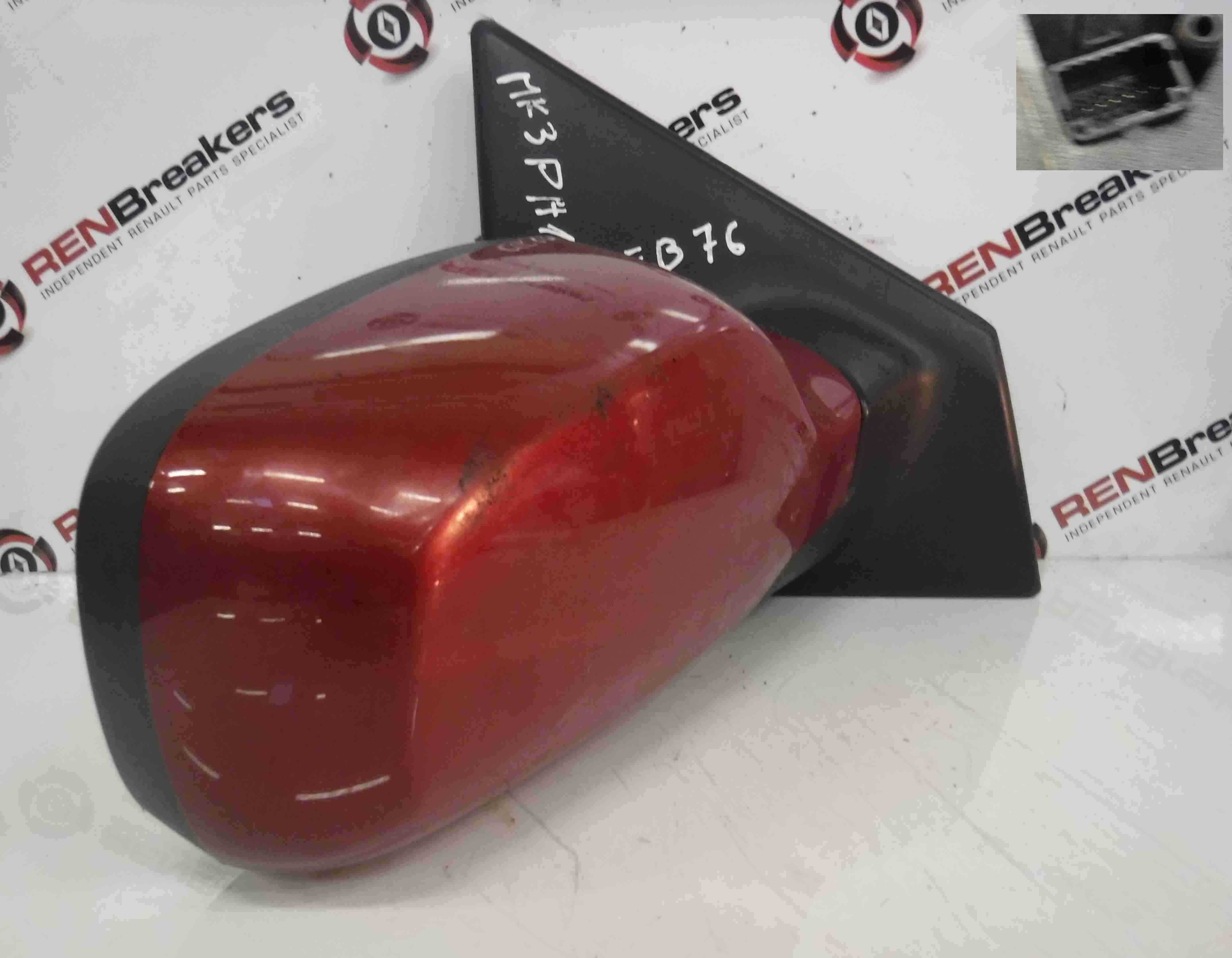 Renault Clio MK3 2005-2009 Drivers OS Wing Mirror Door Mirror Red TEB76 Electric