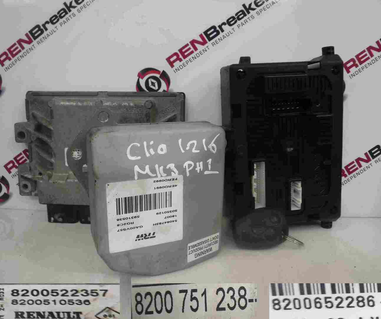 Renault Clio MK3 2005-2012 1.2 16v ECU SET UCH BCM Steering Lock TRW + Key Fob