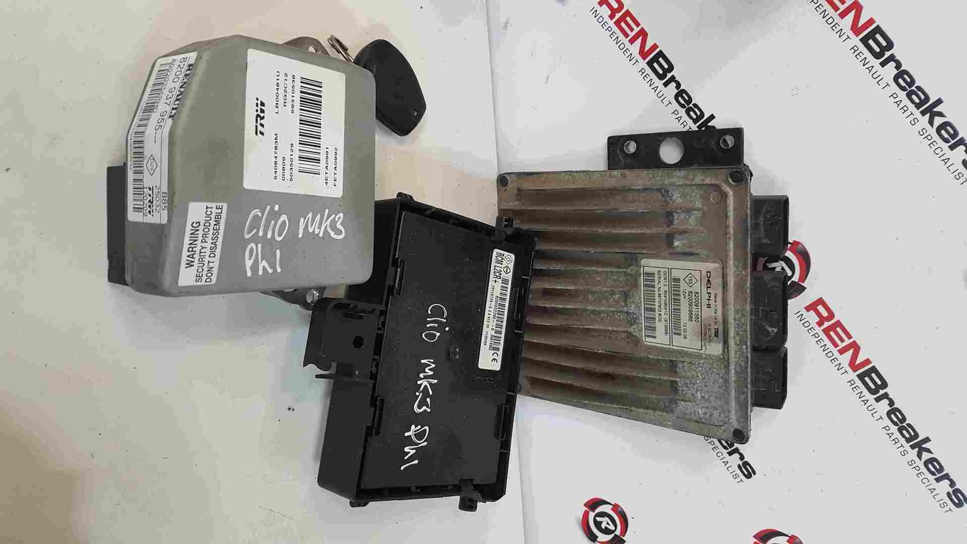 Thumb 4 Renault Clio MK3 2005-2012 1.5 DCi ECU Set UCH BCM Steering + Key Fob 8200911560