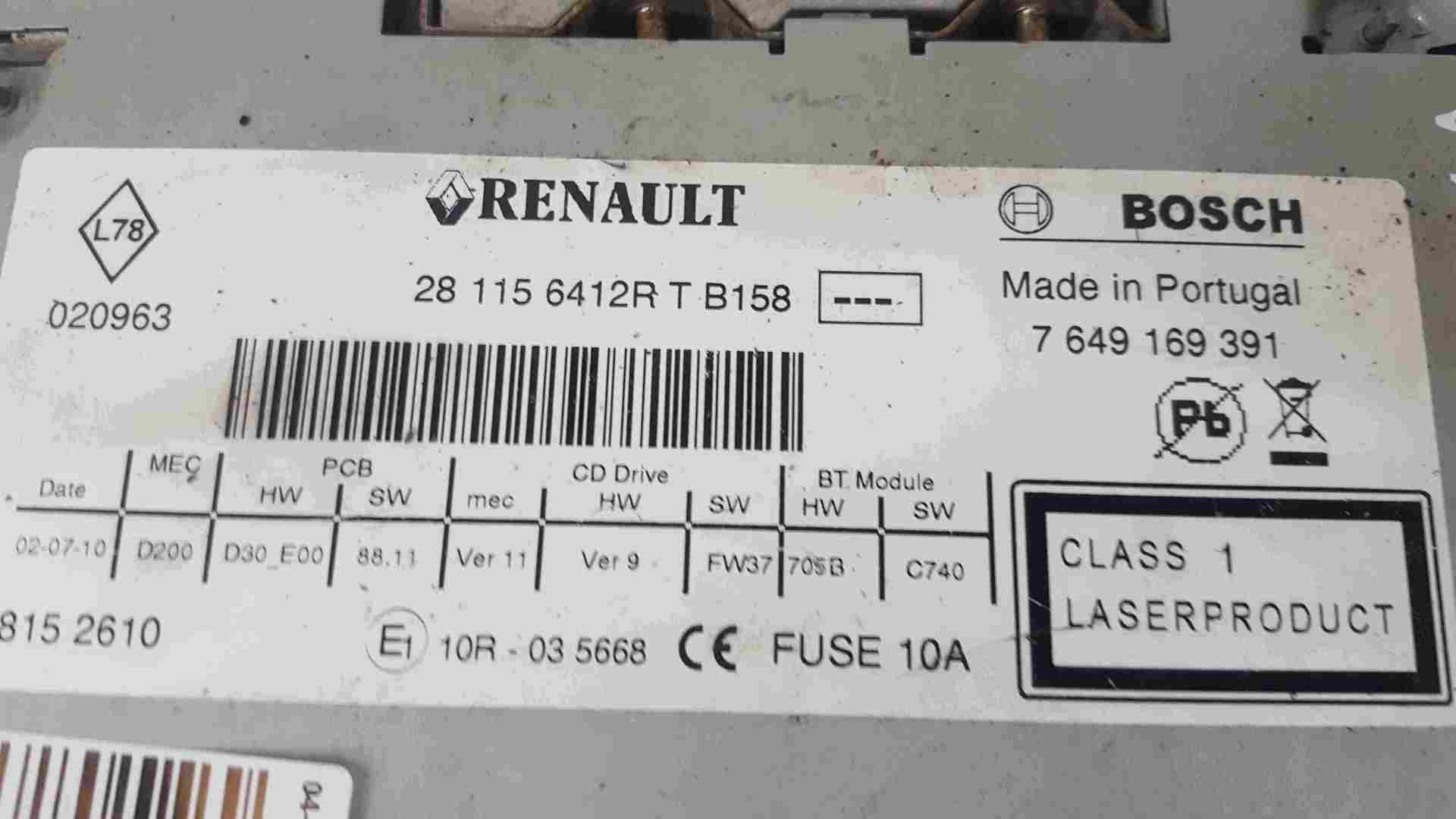Thumb 2 Renault Clio MK3 Sport 2009-2012 200 Radio Cd Player Sat + Code 281156412R