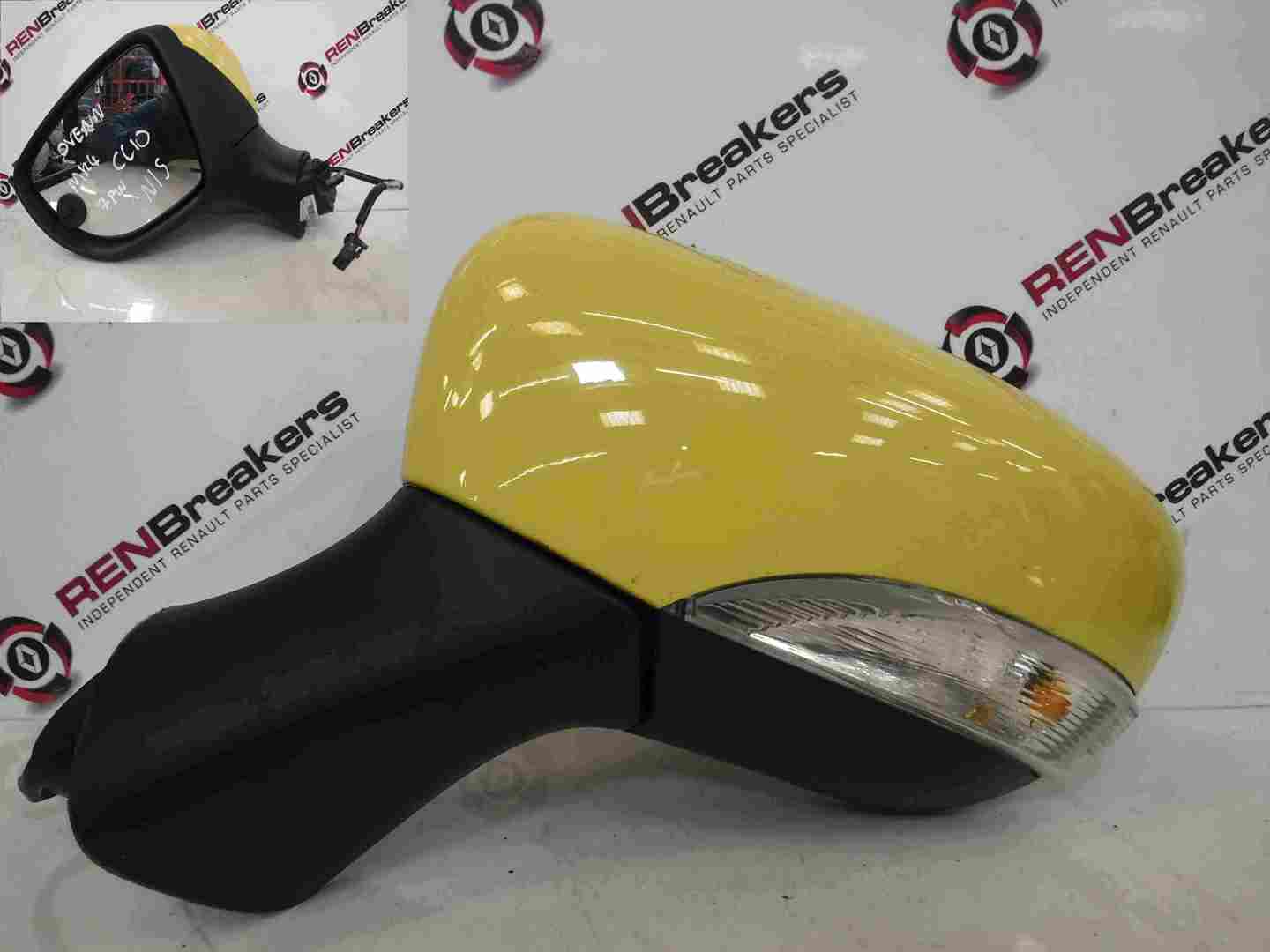Renault Clio MK4 2013-2019 Passenger NS Wing Mirror Yellow OVENW 7 Pin