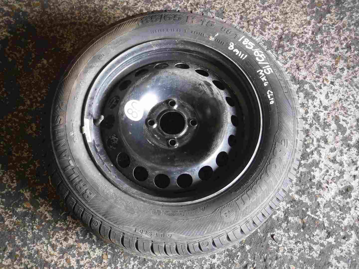Renault Clio MK4 2013-2019 Spare Steel Wheel Rim + Tyre 185 65 15 8mm Tread 4/5