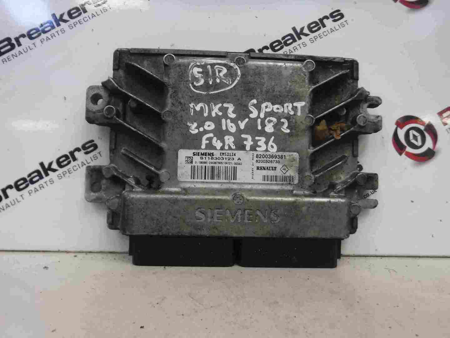 Renault Clio Sport 2001-2006 172 182 ECU Electronic Control Unit 8200369381