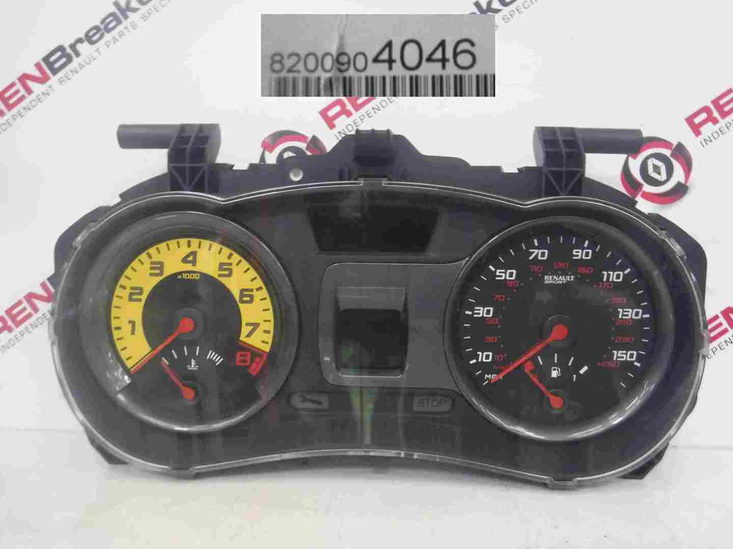 Renault Clio Sport 2005-2012 197 200 Yellow Instrument Panel Dials Clocks 