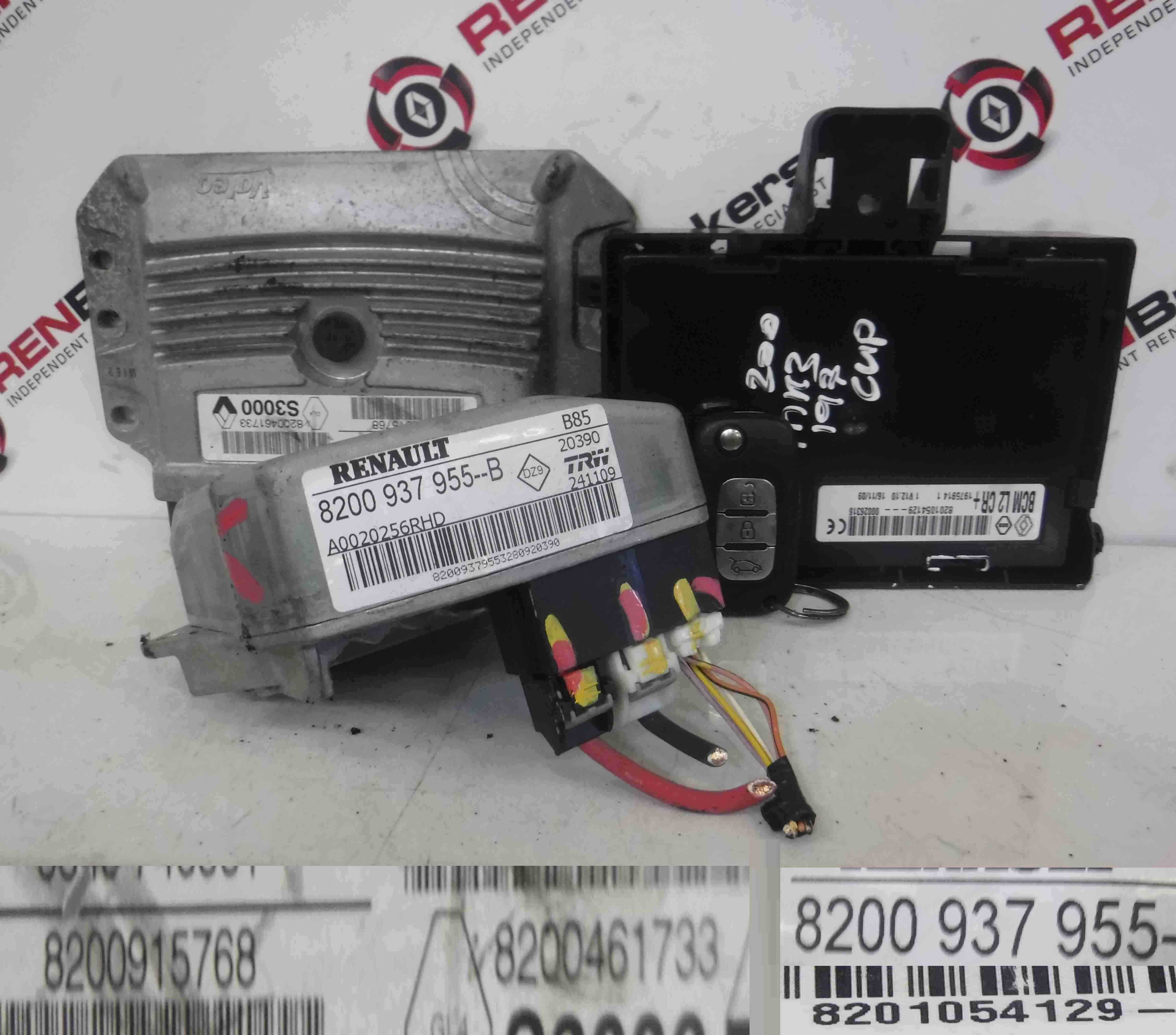 Renault Clio Sport 2009-2012 200 2.0 16v ECU SET UCH BCM Steering Lock + Key Fob