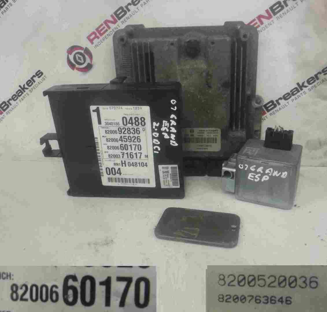Renault Espace 2003-2013 2.0 DCi ECU SET UCH Steering Lock + Key Card 8200660170