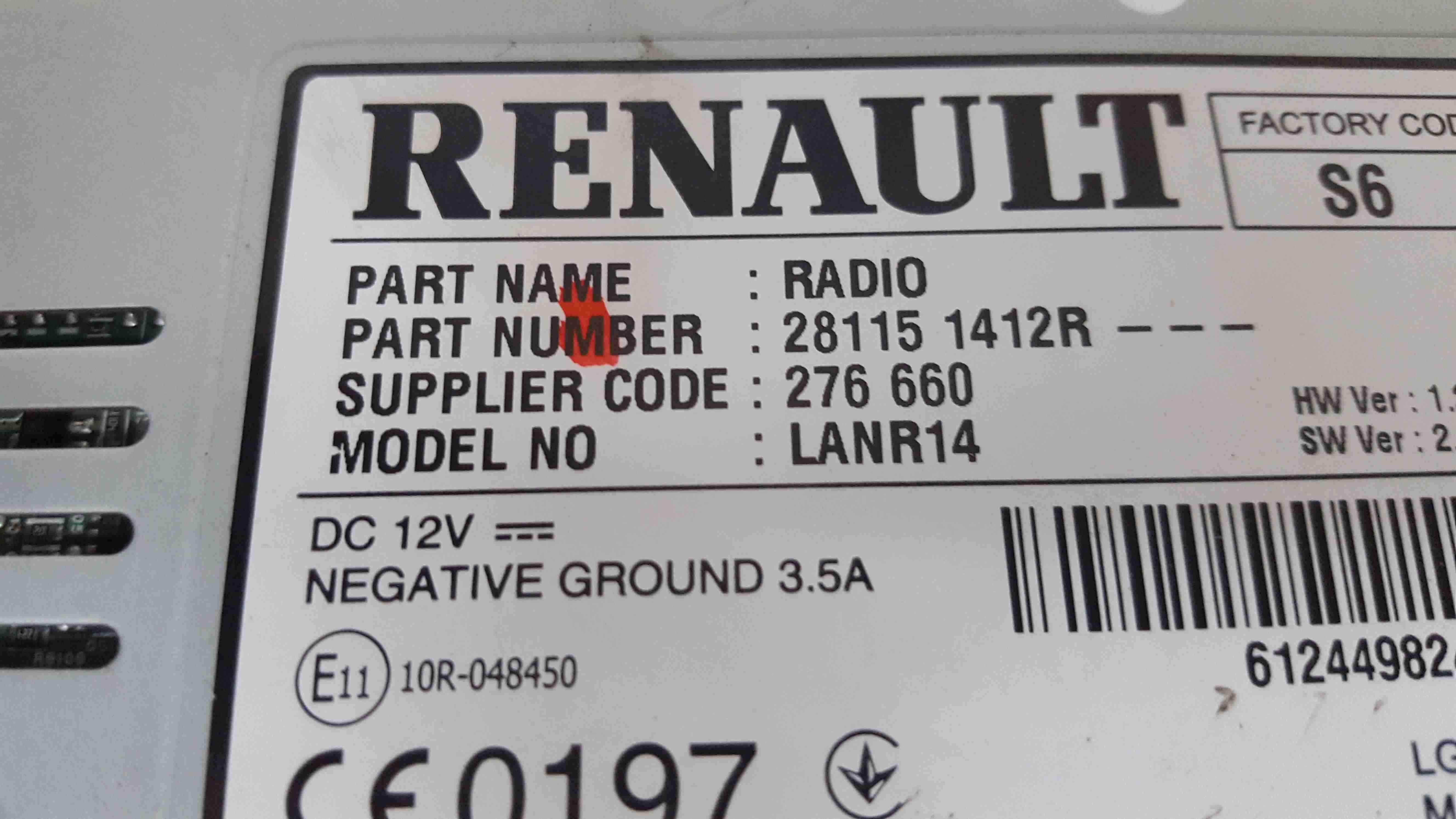 Renault Kadjar 2015-2021 Sat Nav Navigation Unit Player Radio 281151412R