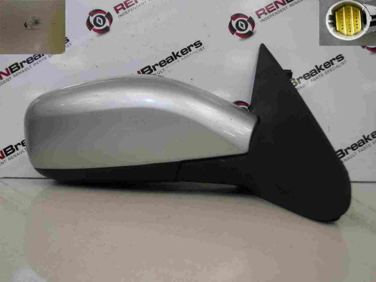 Renault Laguna 2005-2007 Drivers OS Wing Mirror Silver TED69 Electric
