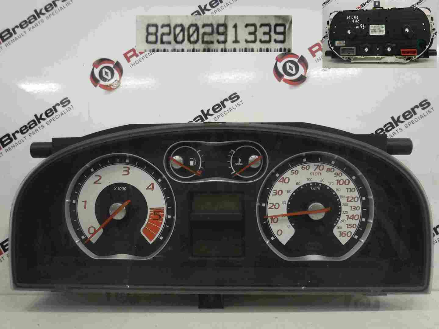 Renault Laguna 2005-2007 Instrument Panel Clocks Dials 101K 8200291339