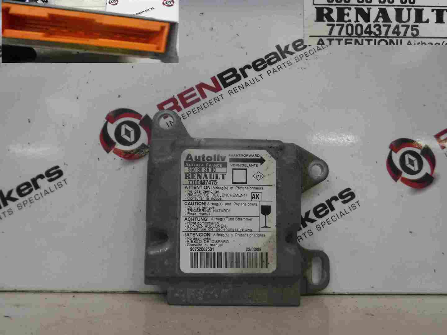 Renault Megane 1999-2002 Airbag ECU Module Computer 7700437475 550803600