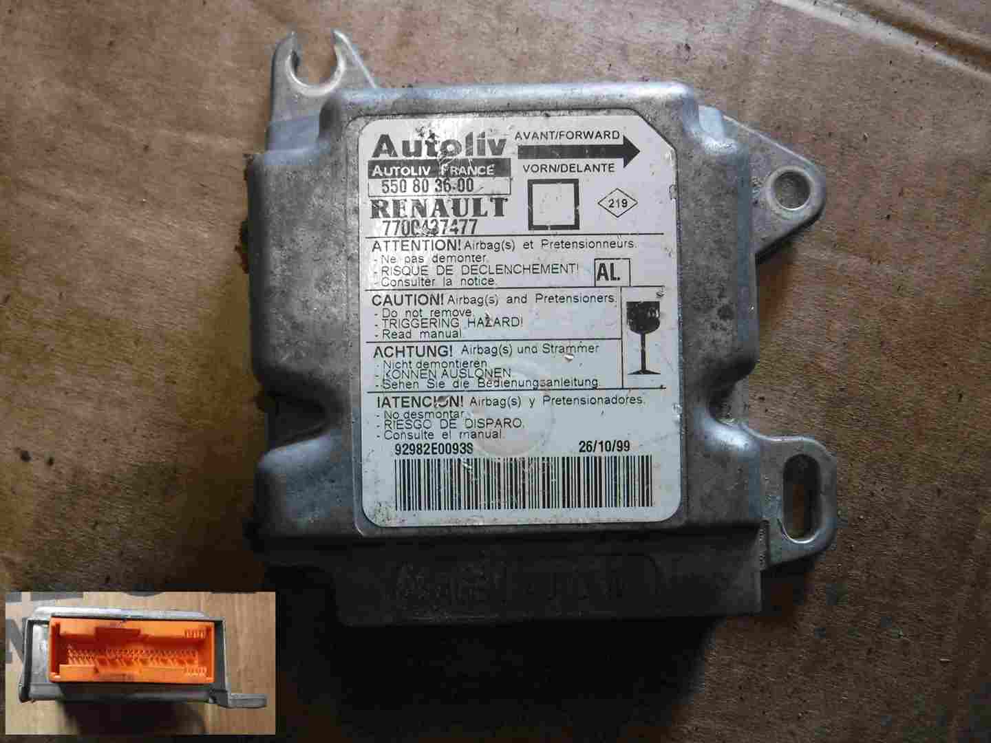 Renault Megane 1999-2002 Airbag ECU Module Computer 7700437477