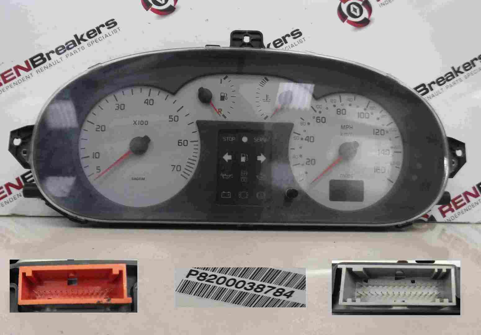 Renault Megane 1999-2002 Instrument Panel Dials Gauges Clocks 142K 8200038784