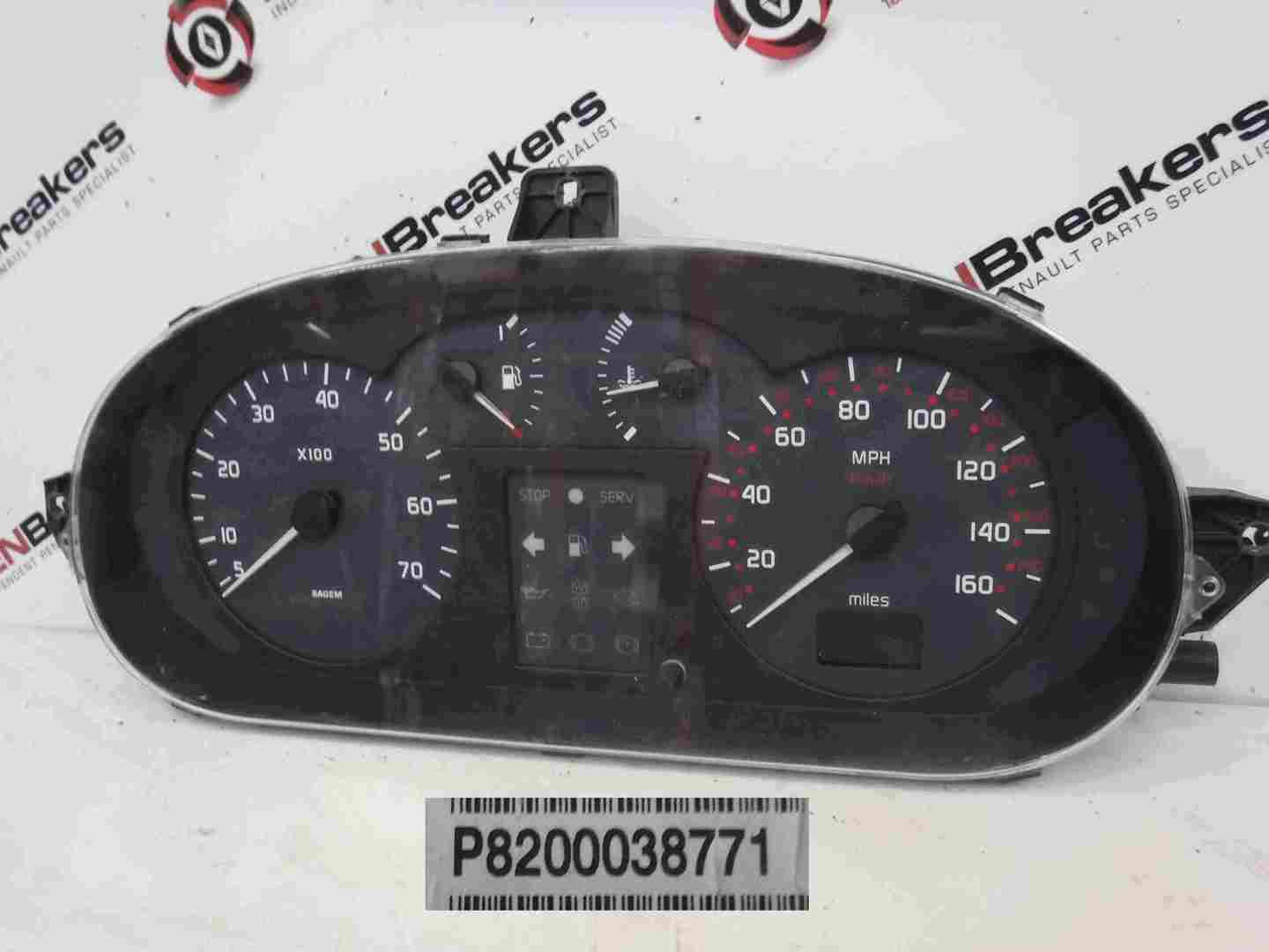 Renault Megane 1999-2002 Instrument Panel Dials Gauges Clocks 134K 8200038771