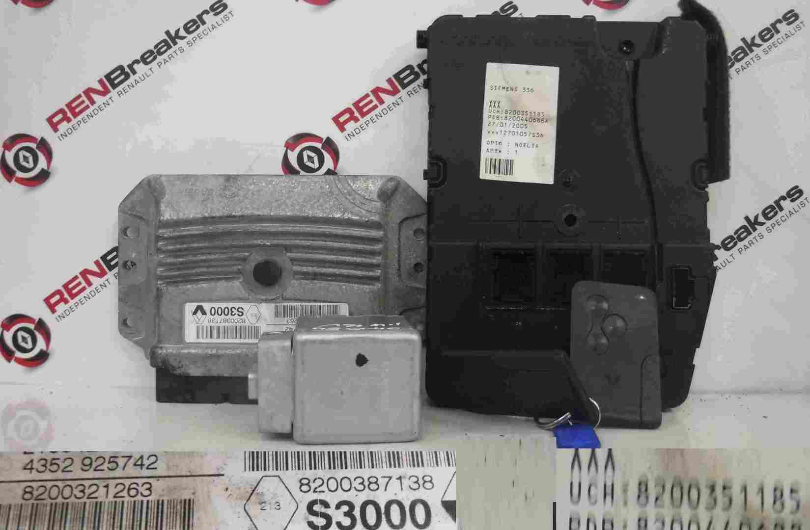 Renault Megane 2002-2008 1.4 16v ECU SET UCH BCM Immobiliser   Key Card