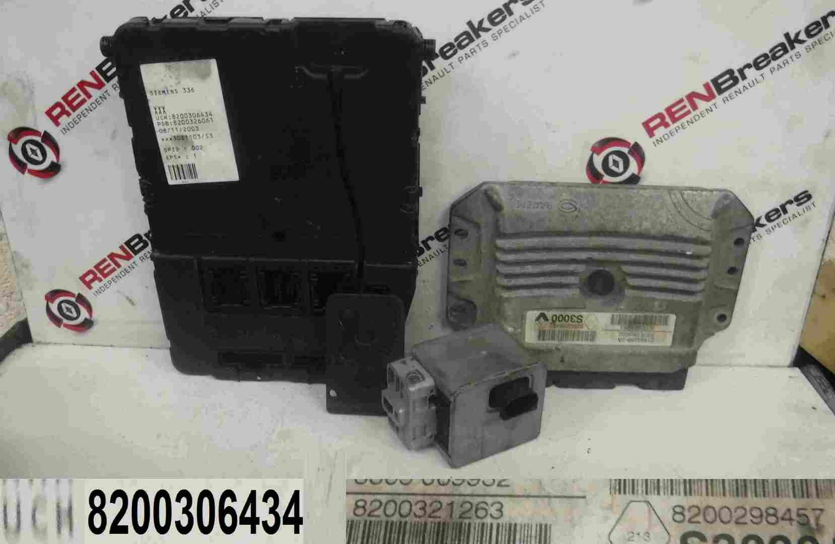 Renault Megane 2002-2008 1.4 16v ECU SET UCH Steering Lock   Key Card 8200306434