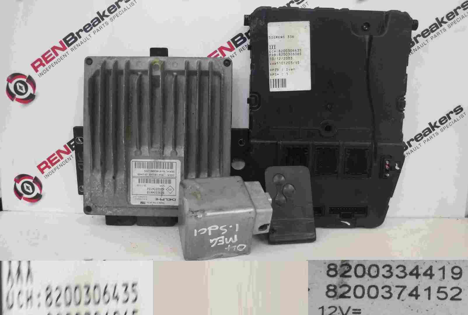 Renault Megane 2002-2008 1.5 dCi ECU SET UCH BCM Immobiliser   Key Card