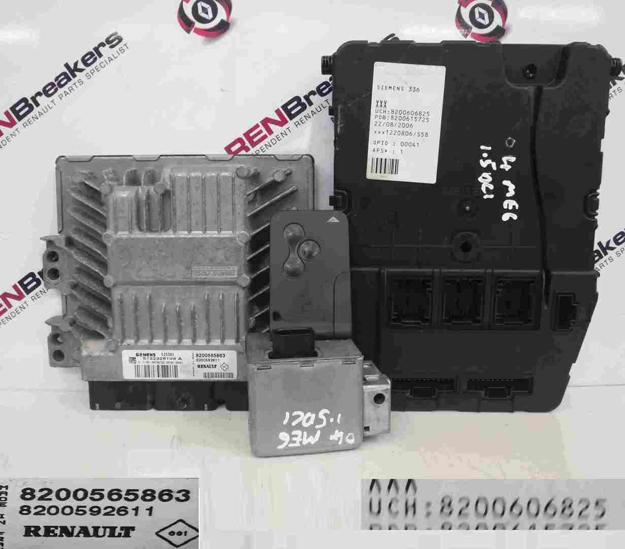 Renault Megane 2002-2008 1.5 dCi ECU SET UCH BCM Steering ECU + Key Card
