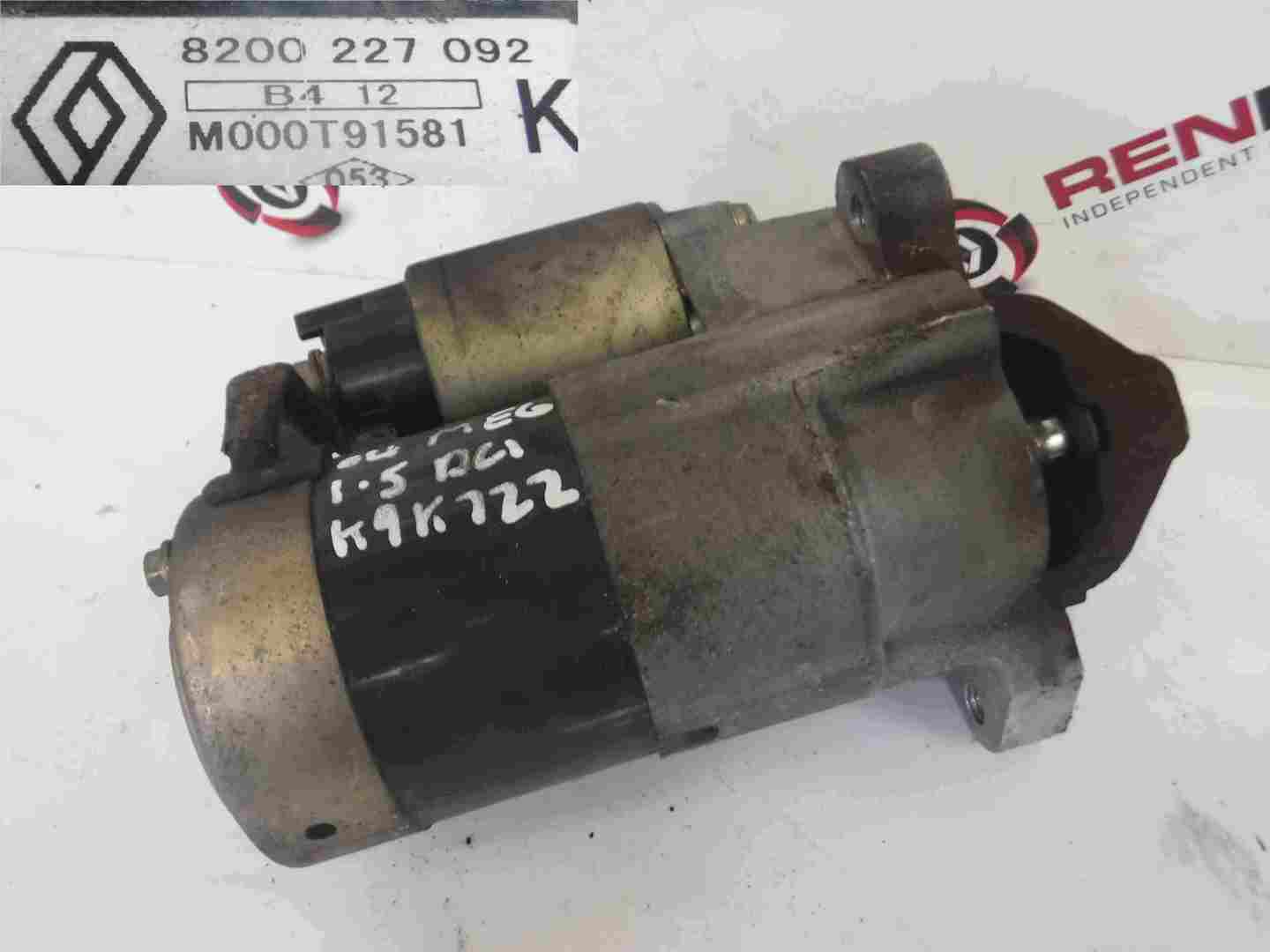 Renault Megane + Scenic 2002-2008 1.5 dCi Starter Motor Starting 8200227092