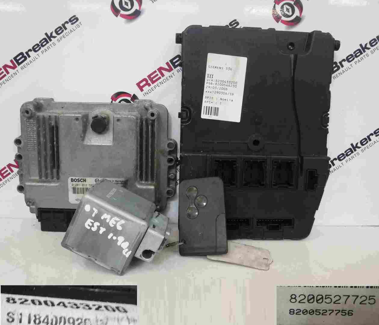 Renault Megane 2002-2008 1.9 dCi ECU SET UCH BCM Immobiliser   Key Card