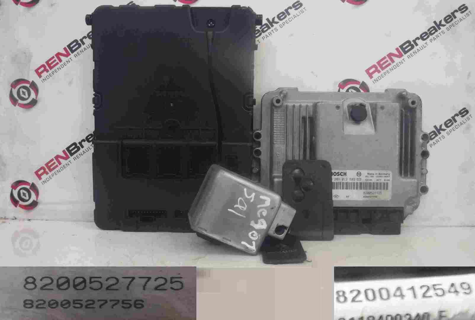 Renault Megane 2002-2008 1.9 dCi ECU SET UCH BCM Steering Lock   Key Card