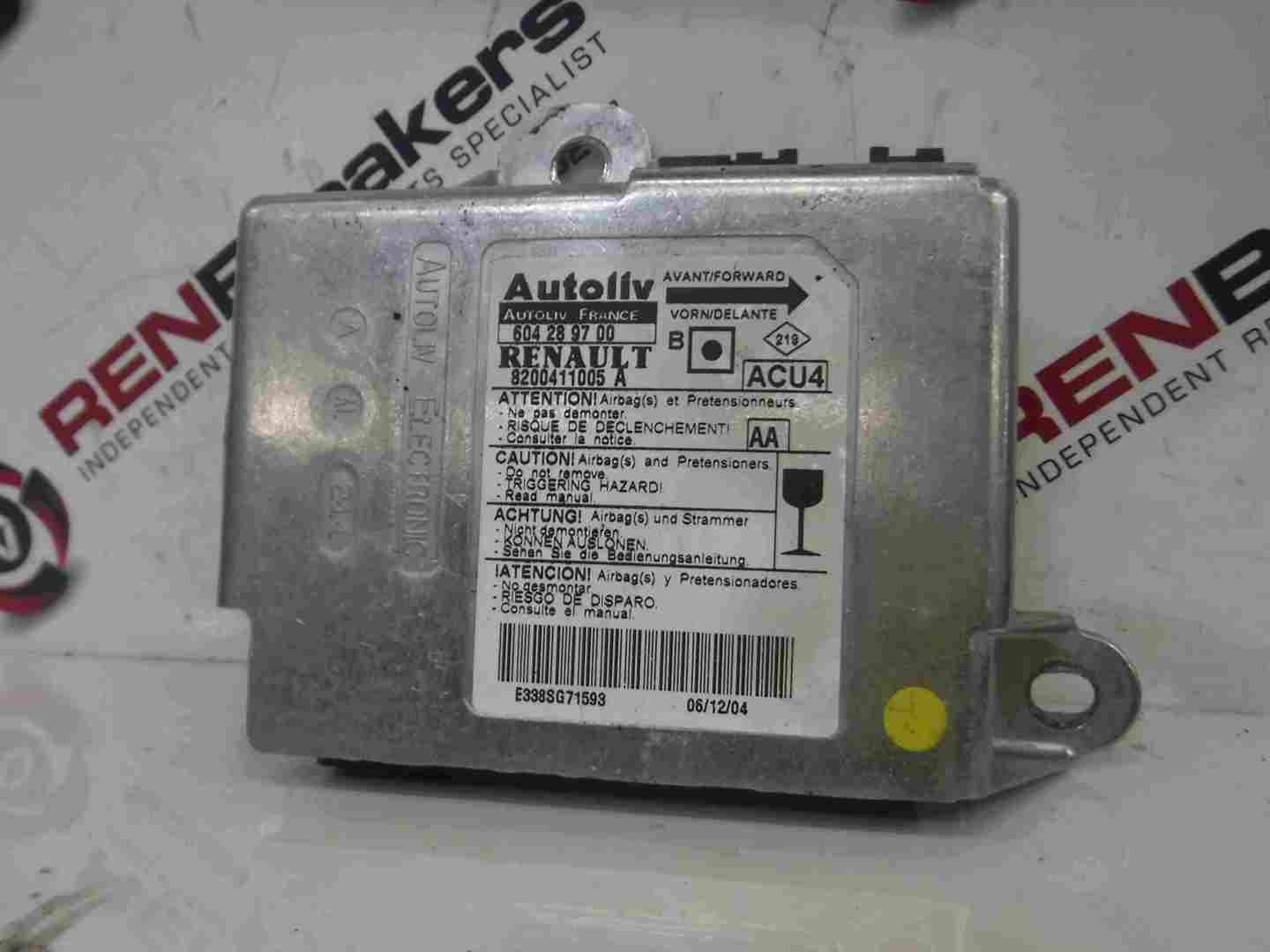 Renault Megane 2002-2008 Airbag ECU Module Computer 8200411005