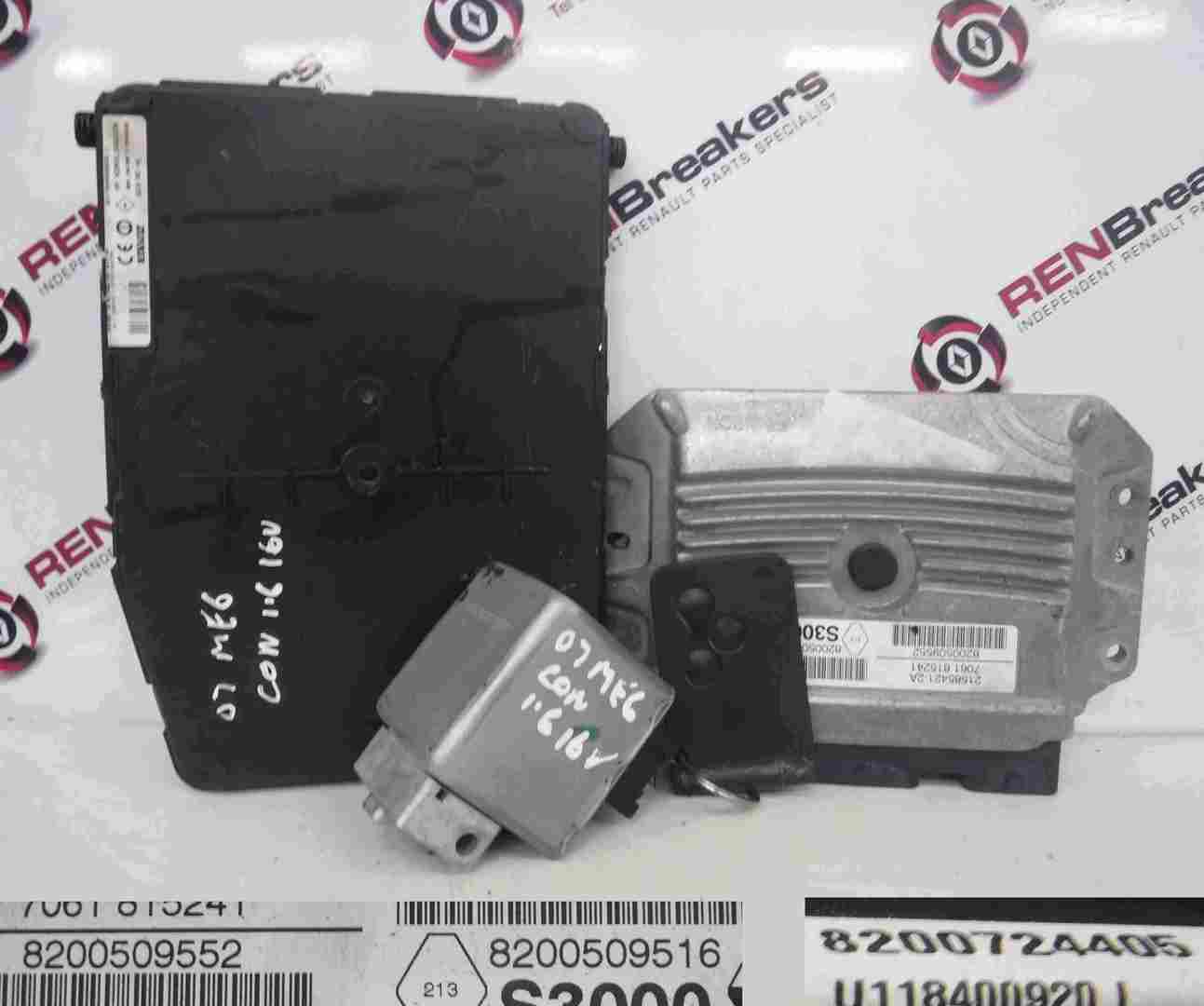 Renault Megane Convertible 2002-2008 1.6 16v ECU SET UCH Steering Lock + Card