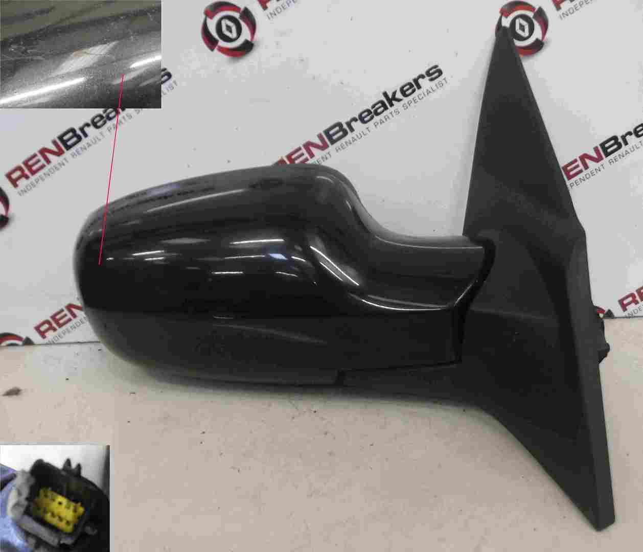 Renault Megane Convertible 2002-2008 Drivers OS Wing Mirror Black 676 Folding