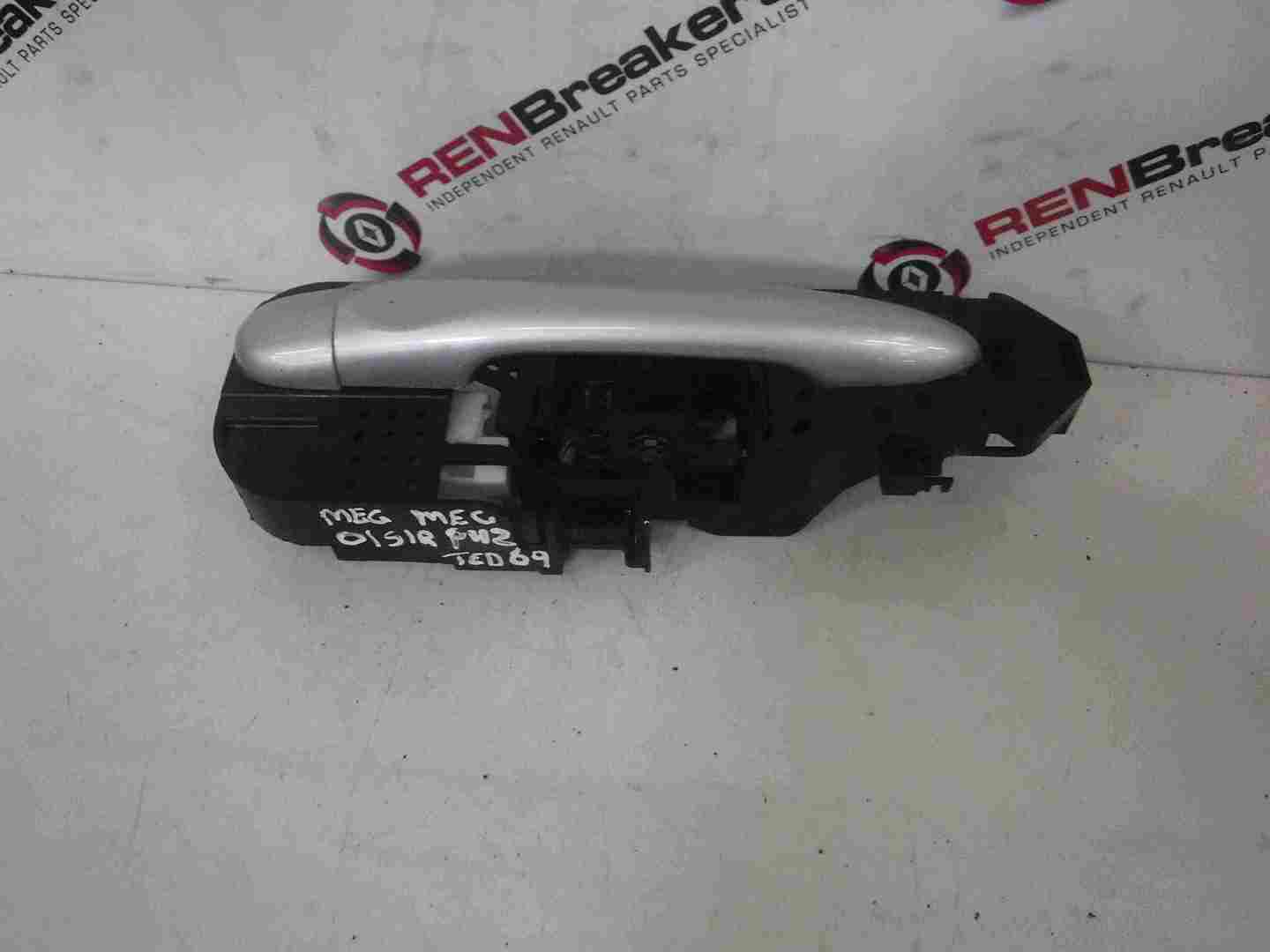 Renault Megane MK3 2008-2014 Drivers OSR Rear Exterior Door Handle Silver TED69