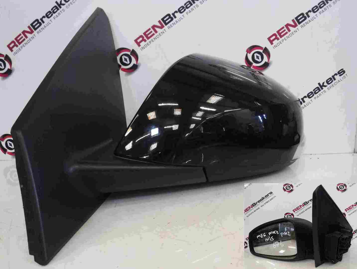 Renault Megane Coupe MK3 2008-2014 Passenger NS Wing Mirror Black Power Folding